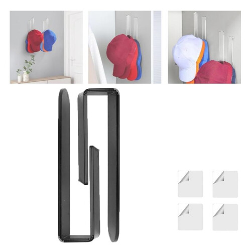 2PCS Acrylic Wall Mounted Hat Hook, Baseball Hat Organizer, Multi-Purpose Hat Holder, for Baseball Cap, Hat Hangers A 2