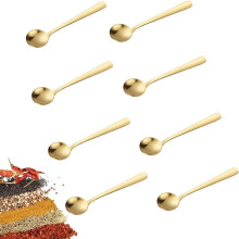 8 Minicucharas de Acero Inoxidable de 7,4 cm para Tarros de Especias, Cucharas Pequeñas para Condimentos, Café y Helado.
