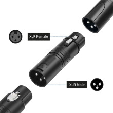 Confezione da 2 Adattatori XLR Maschio-Femmina, Connettore Adattatore di Estensione per Cavo Microfono Audio XLR A 3 Pin