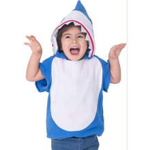 (Blue,115-130cm)Childrens Shark Cosplay Costume 4 Colors Halloween Stage Role Play Costume