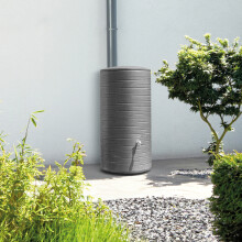 CHARLES BENTLEY 280L, Garden, Plastic Water Butt, Including Chrome Tap With Connector Kit, Anthracite, Rain Saver, Cylindrical Design With Ribbed