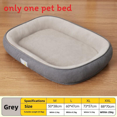 (Gray, 75x60cm) Dog Pet Extra Bed With Elevated Sides And Thick Insulation Comfortable Rest For