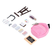 Dollhouse Backpack Set Kids Miniature DIY School Toy Plastic 20cm
