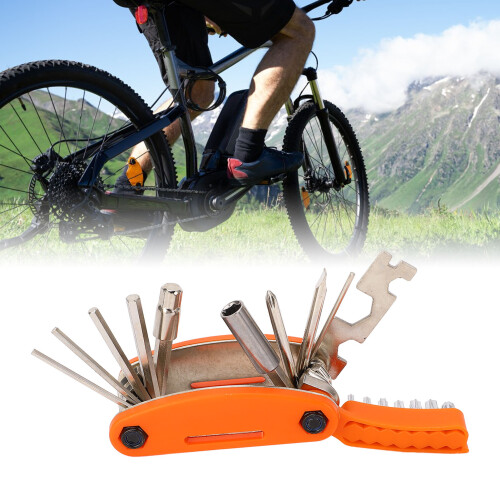 Outil multifonction vélo 20-en-1, compact, portable, orange
