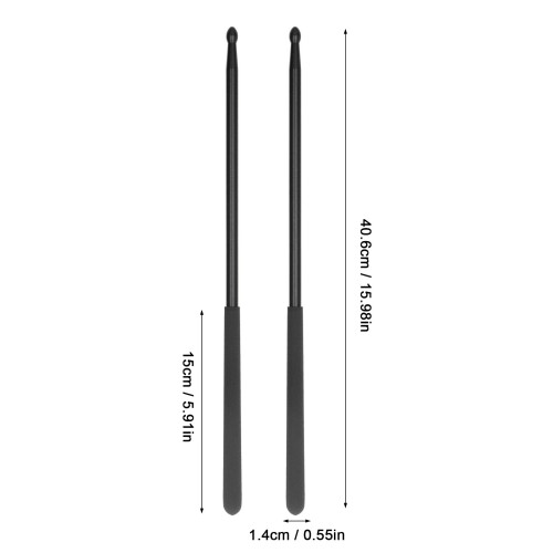 1 Pair 5A Aluminum Alloy Drum Sticks Solid Non-Slip Handle Black 1