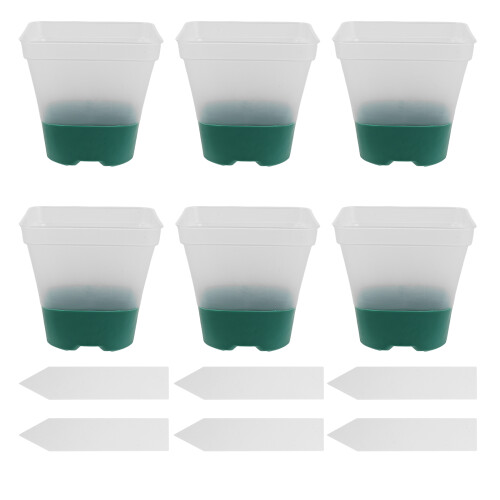 6Sets Groene Plantenkweekpotten Met En Label Plastic