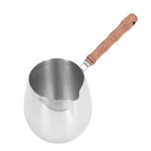 Mini 600ml Edelstahl Milchwärmer Topf mit Holzgriff für Zuhause & Outdoor