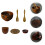 12Pcs Japanese Tableware Set Wood Bowl Spoon Fork Cup Use 7