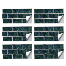 6Pcs Waterproof Kitchen Sticker Dark Green Pvc+pet Wall Decoration