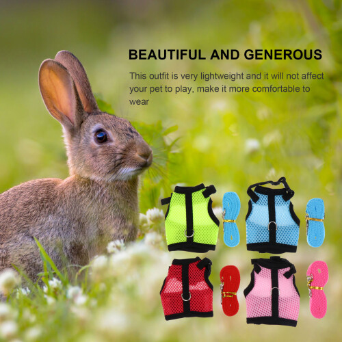 4Pcs Rabbit Hamster Mesh Vest Harness Leash Assorted Color Lightweight 2