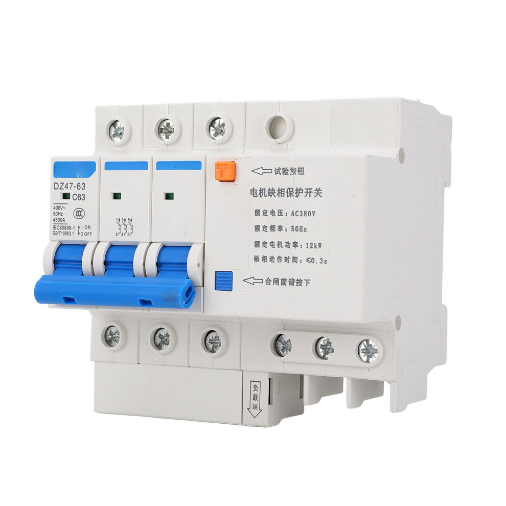 Circuit Breaker With Overload Protection, 3Phase380v Rcbo With Short Circuit Protection And Phase Break Detection, Din Rail Compatible Leakage 9083649826232