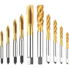 Conjunto de Machos de Parafuso de MáQuina de 10 PeçAs, Machos de Furadeira de Flauta Espiral MéTrica M3-M8 e Machos Pontiagudos em Espiral M3-M8