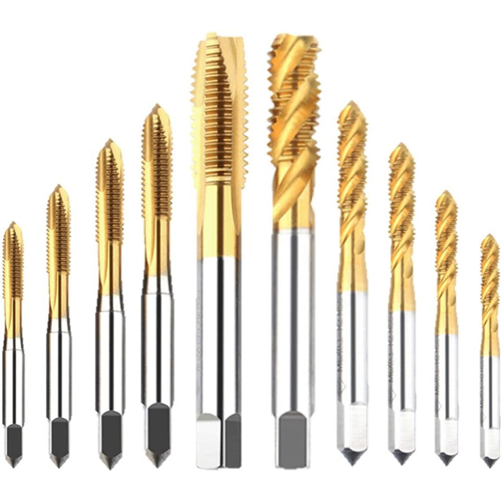 10Pcs Machine Screw Tap Set, Spiral Flute Drill Taps Metric M3-M8 And Spiral Pointed Taps M3-M8 Thread Tapping Tool 6032467565659