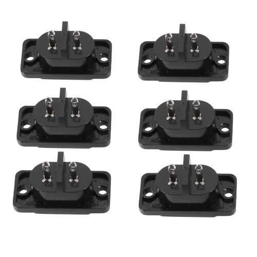 Black 2 Pin IEC320 C8 Screw Mount Inlet Plug Socket AC 250V 2.5A 6 Pcs
