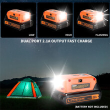 Battery Adapter for Black and Decker 20V Lithium Battery USB Charger, LED Work Light with Dual USB Charger and 12V Port