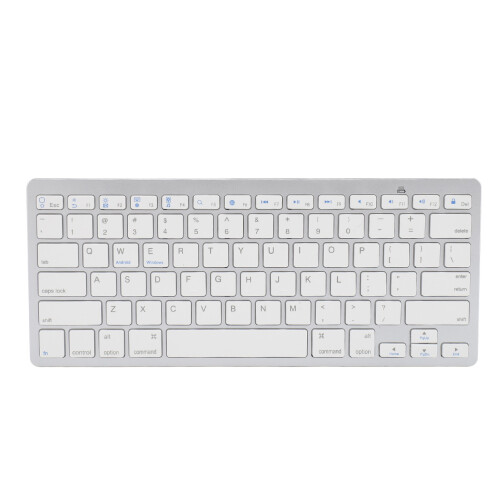 78 Keys Wireless Bluetooth Keyboard, Silver, Slim, Silent Buttons for PC & Tablet 1