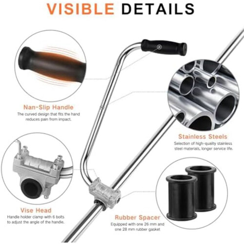 Trimmer Handle, Ergonomic Trimmer Handle, Handle Extension with Stand Clamp,Multifunctional Garden Lawn Mower Handle 1
