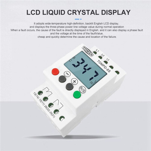 3 Phase Din Rail Adjustable Under over Voltage Protector Voltage Monitoring Sequence Protection Relay