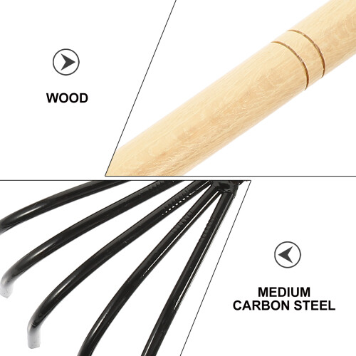 Multi-Purpose Wooden Handle Claw Rake for Garden and Shell Digging 2