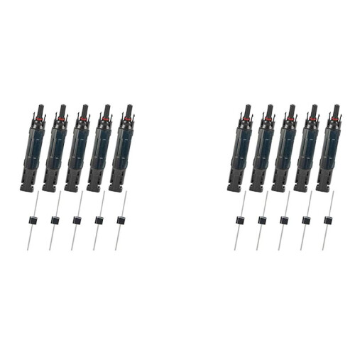 10 PCS PV Solar Panel Connector Male/Female 30A Built-in Diode Inline Fuse Solar Wire Connectors Anti-Backflow