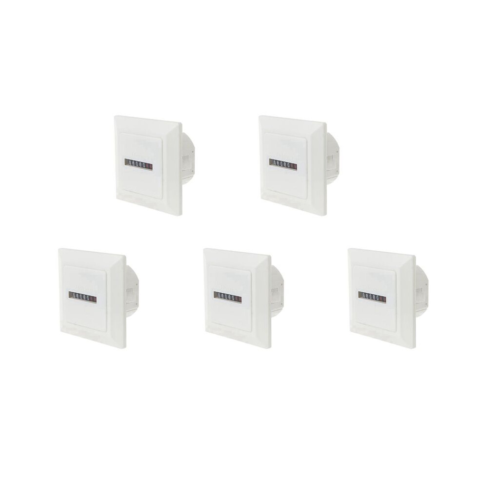5X Hm-1 Timer Square Counter Digital 0-99999.99 Gauge 0.3W Ac220-240V / 50Hz Ac Hour Meter Hourmeter White 4711269964335