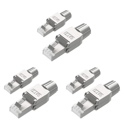 6 Pcs for RJ45 CAT7 Connectors Tool Free Shielded Toolless Modular Network Plug for Installation Cable