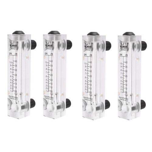 4X Black Adjustable Knob 0.1-1 GPM Panel Type Water Flow Meter LZM-15