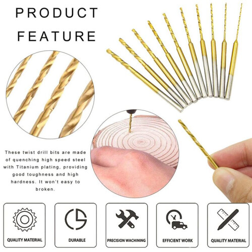 Micro-Twist Drill Bit Set - 40Pcs 0.6mm-2.2mm Tiny Drill Bit 2.35 Shank HSS  Engraving Drill Bits Hole Drilling Tool 2