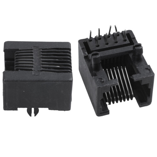 100Pcs RJ45 8P8C Computer Internet Netzwerk PCB Klinkenbuchse Schwarz 1