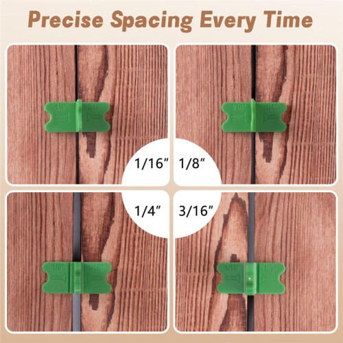 4Pcs ABS Deck Spacer Tool,4 Thicknesses Deck Board Spacers(1/16In, 1/8In, 3/16In, 1/4In),Green Deck Spacers Assorted 1