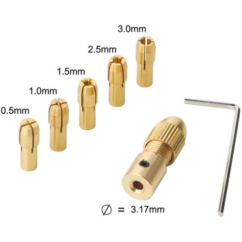 18 Pieces 0.5-3mm Drill Chuck Collets Set with 3.17mm Chuck Clamp for Drill Folder Copper Cap Axis Drill Collet Tool Kit 1