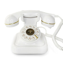 Retro Style Wired Dial Telephone Plug-in Home Fixed Landline Antique European Office Telephone Fashion Decoration White