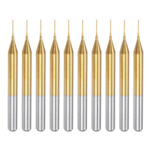 10PCS Titanium Coat Carbide End Mill Engraving Milling Cutter CNC Router Bits for PCB Machine, 1/8 Inch Shank 0.4Mm