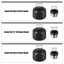6/6.35/8mm Collet Chuck with Nut Engraving Trimming Machine Router Bit Adapter Electric Router Milling Cutter Accessorie