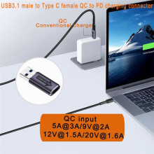 2PC Adapter QC na USB C PD USB3.1 Męski na Żeńskie Złącze Szybkiego Ładowania Typu C dla Funkcji USB QC Power na USB C PD
