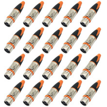 3-Pins Waterdichte Metalen Xlr-Stekker Xlr-Adapter Vrouwelijke/Mannelijke Microfoonconnectorstekker Rechte Gebalanceerde Aansluiting 20 Stuks