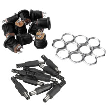 10 Pcs Panel Mount 17.9x13.8mm Power Jack  Socket with 10Pcs 17.9x13.8mmMale Solder  Jack Straight Connectors