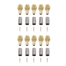 10 Stueck SMA-Stecker RF Coaxial Verbinder Crimp fuer RG58 RG142 RG400 LMR195 RG223