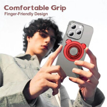 Support Magnétique pour Téléphone Portable avec Anneau Rotatif à 360 et Béquille Rabattable à 90 pour Smartphones, Noir.