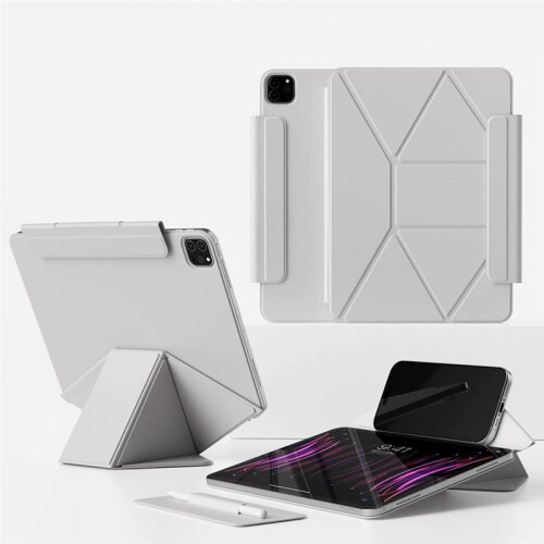 Capa inteligente magnética para  Air 13 M3 M2 Capa com clipe multidobra de 13 polegadas Capa para tablet com atração magnética cinza 2