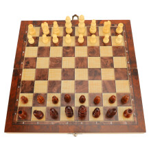 3-in-1 Schachbrett aus Buche faltbar 44x44 cm