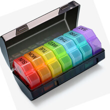 7-Day Plastic Medicine Container 28 Compartments Sealed Portable Black