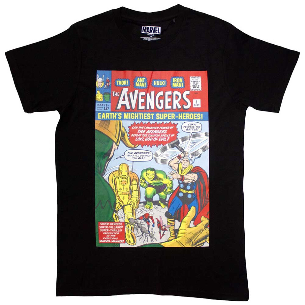 Marvel (S, ) Avengers Earths Mightiest Comic Cover T Shirt Black
