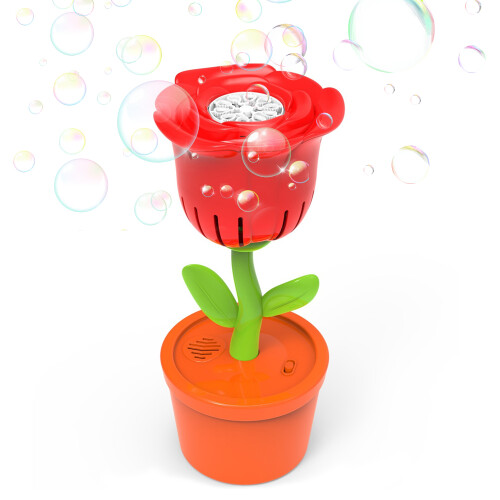 Vertical Rose-Shaped Bubble Machine with Light, Rechargeable, 13*12*27.5cm 2
