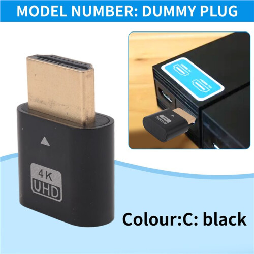 -Compatible 4K Dummy Plug with LED Light for  Cards, PC Accessories,Desktop/Laptop Vistual Display Adapter C 2
