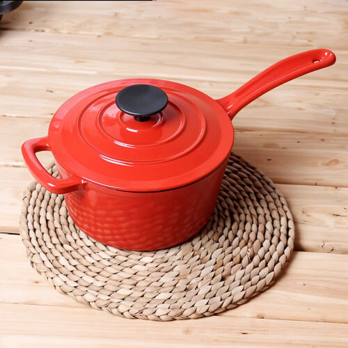 Living And Home 20cm Enameled Cast Iron Saucepan with Lid
