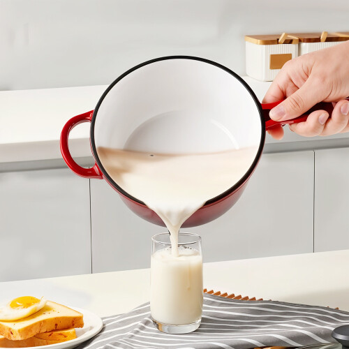 Living And Home 20cm Enameled Cast Iron Saucepan with Lid 2