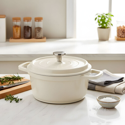 Living And Home Enameled Cast Aluminium Dutch Oven Pot with Lid