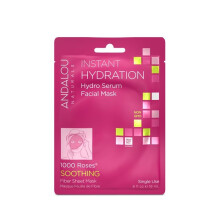 Andalou Instant Hydration Hydro Serum Facial Mask 6 Pieces | Deep Hydrating & Revitalizing Sheet Mask for Dry, Dull Skin