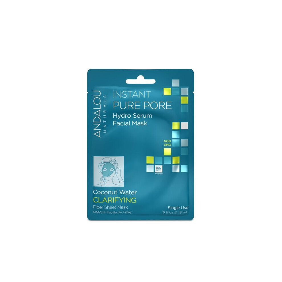 Andalou Instant Pure Pore Hydro Serum Facial Mask  Pore Refining & Hydrating Sheet Mask for Clear, Smooth Skin